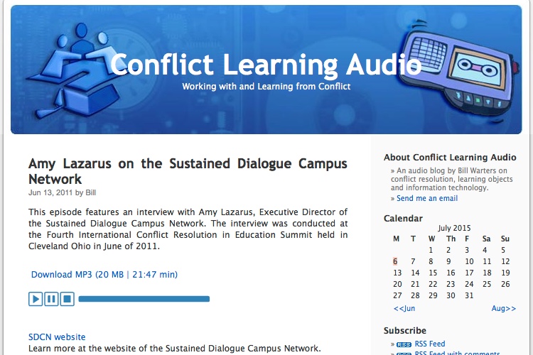 Conflict Learning Audio Podcast site screenshot.