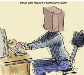 Anonymous Typist with bag over head