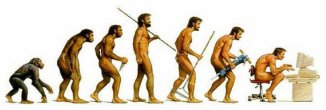 Image of evolution of tool use up to computer users
